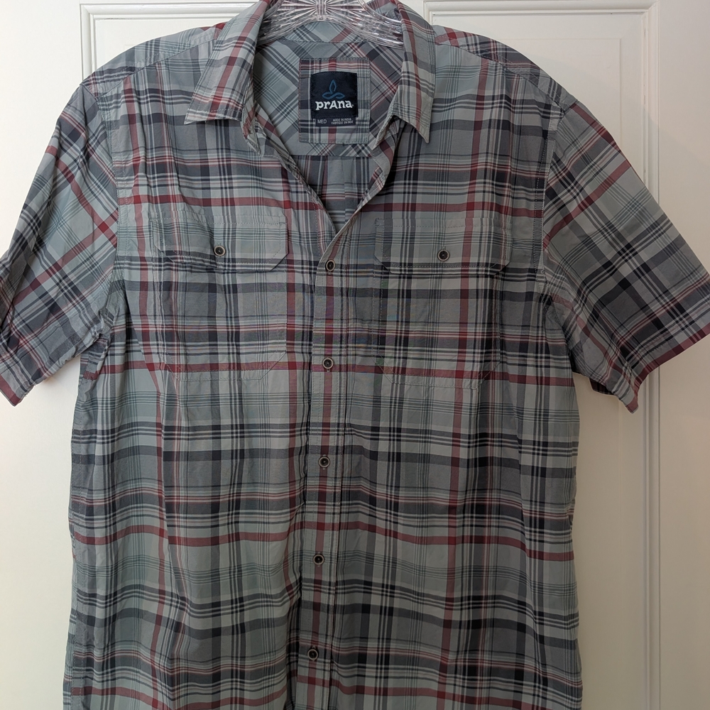 Prana Men's Gray Plaid Shirt